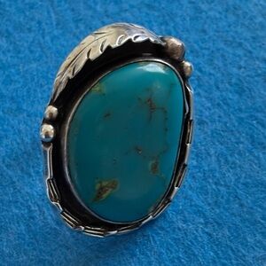 Vintage Navajo Blue Turquoise Sterling Ring!